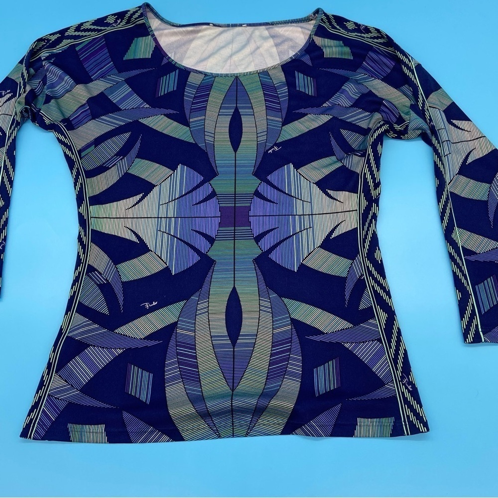 Vintage Emilio Pucci 2 Piece Skirt Set 100% Silk Geometric Pattern Multi Size 6 - Picture 3 of 13